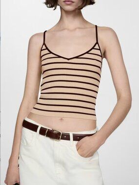 NEW - MANGO - Ribbed top with thin straps - XXS